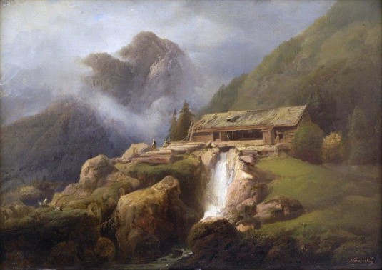 Josef Matěj Navrátil, Horská krajina u Vyššího Brodu, (1830), olej na dřevě